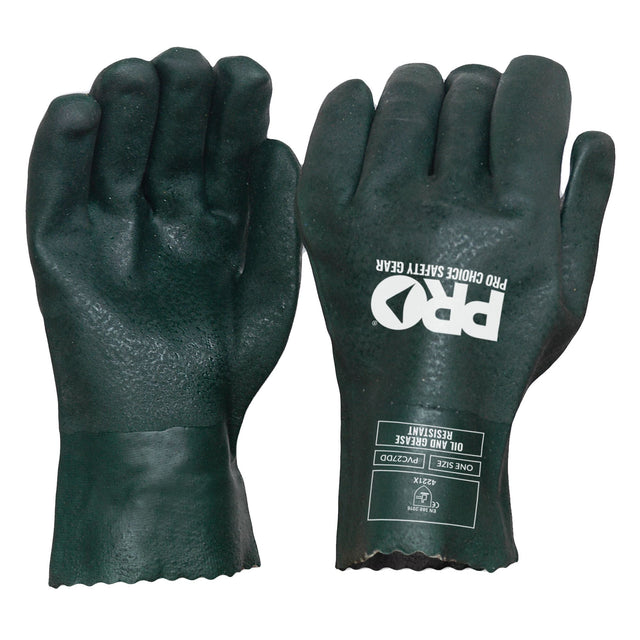 27cm Green Double Dipped PVC Gloves Large — Hand Protection | GRS Safety Perth