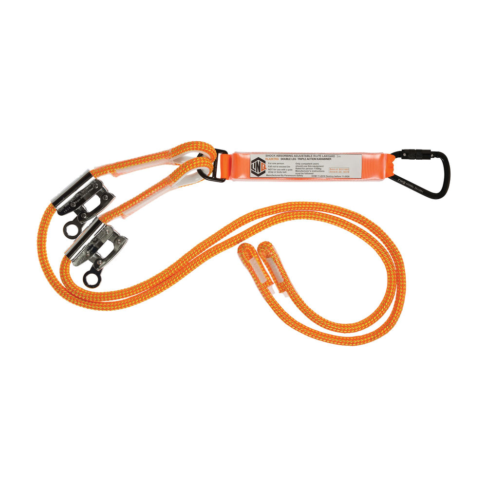 Double Adjustable Rope Lanyard With KT & RG X2 — Height Safety | GRS Safety Perth