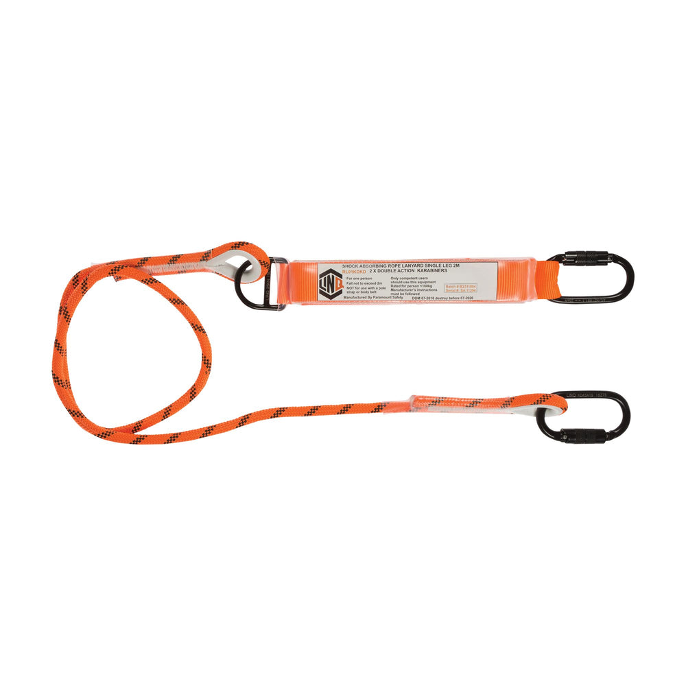 Single Leg Kernmantle 2M Shock Absorb Rope Lanyard With Hardware KD X2 — Height Safety | GRS Safety Perth