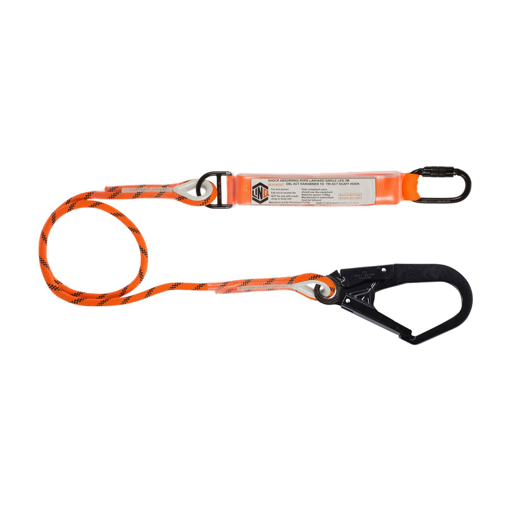 Single Leg Kernmantle 2M Shock Absorb Rope Lanyard With Hardware KD & SD — Height Safety | GRS Safety Perth