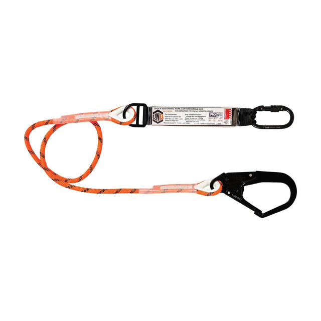Single Leg Kernmantle 2M Shock Absorb Rope Lanyard with Hardware KS & SD — Height Safety | GRS Safety Perth