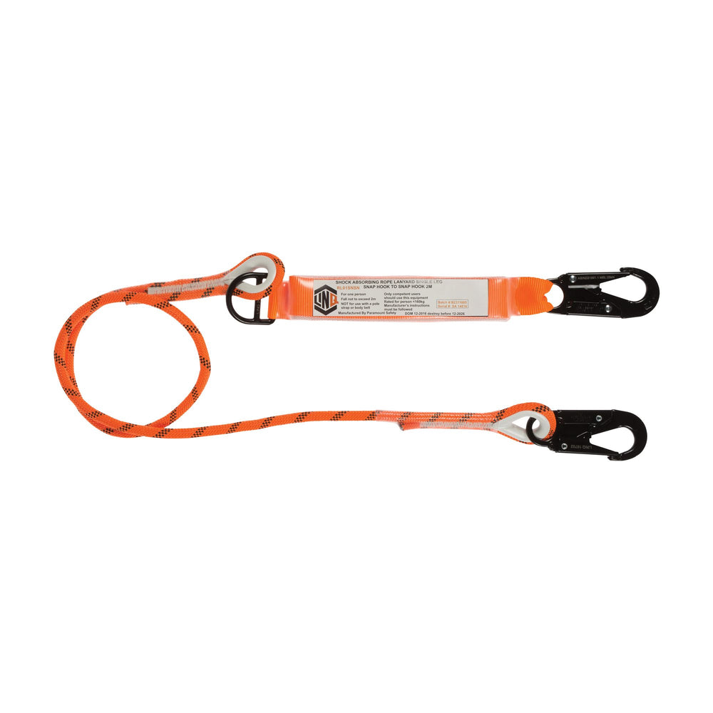 Single Leg Kernmantle 2M Shock Absorb Rope Lanyard With Hardware SN X2 — Height Safety | GRS Safety Perth