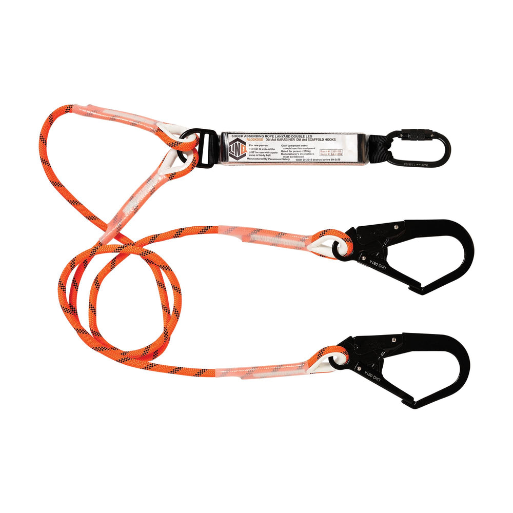 Double Leg Kernmantle 2M Shock Absorb Rope Lanyard With Hardware KD & SD X2 — Height Safety | GRS Safety Perth