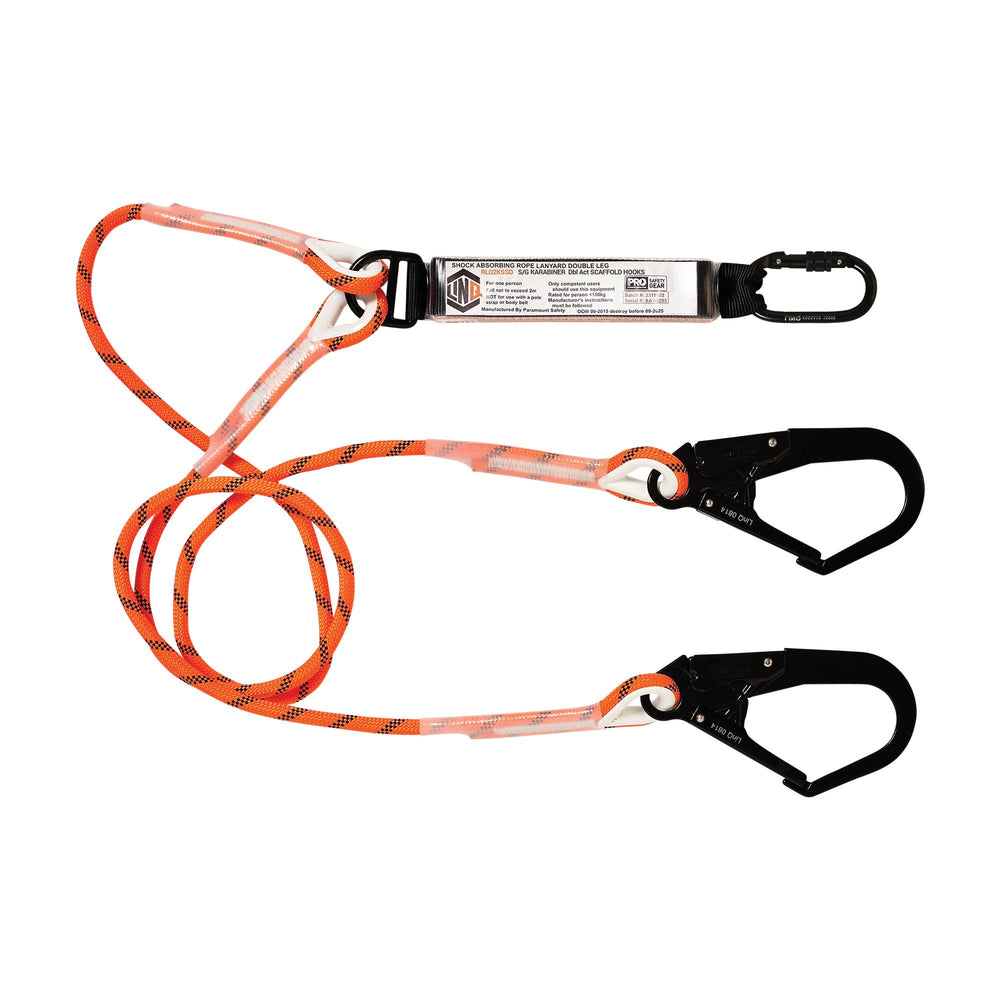 Double Leg Kernmantle 2m Shock Absorb Rope Lanyard with Hardware KS & SD — Height Safety | GRS Safety Perth
