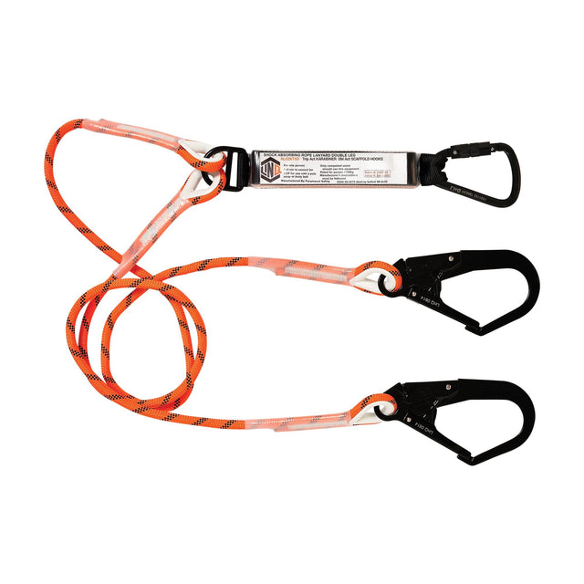 Double Leg Kernmantle 2M Shock Absorb Rope Lanyard With Hardware KT & SD — Height Safety | GRS Safety Perth