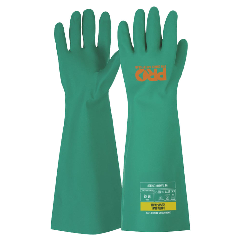 45Cm Green Nitrile Gauntlet Gloves — Hand Protection | GRS Safety Perth