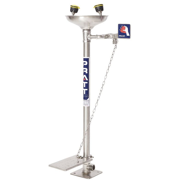 Pedestal Mounted Eye Wash With Bowl & Foot Treadle — Site Safety | GRS Safety Perth