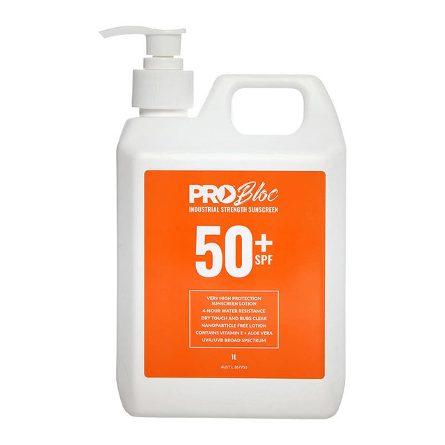 Probloc SPF 50 + Sunscreen 1L Pump Bottle — Sun & Hydration | GRS Safety Perth