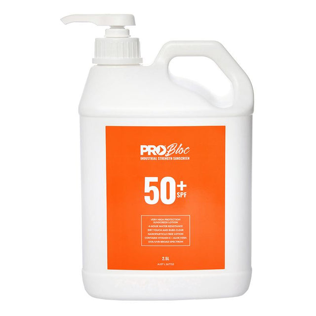 Probloc SPF 50 + Sunscreen 2.5L Pump Bottle — Sun & Hydration | GRS Safety Perth