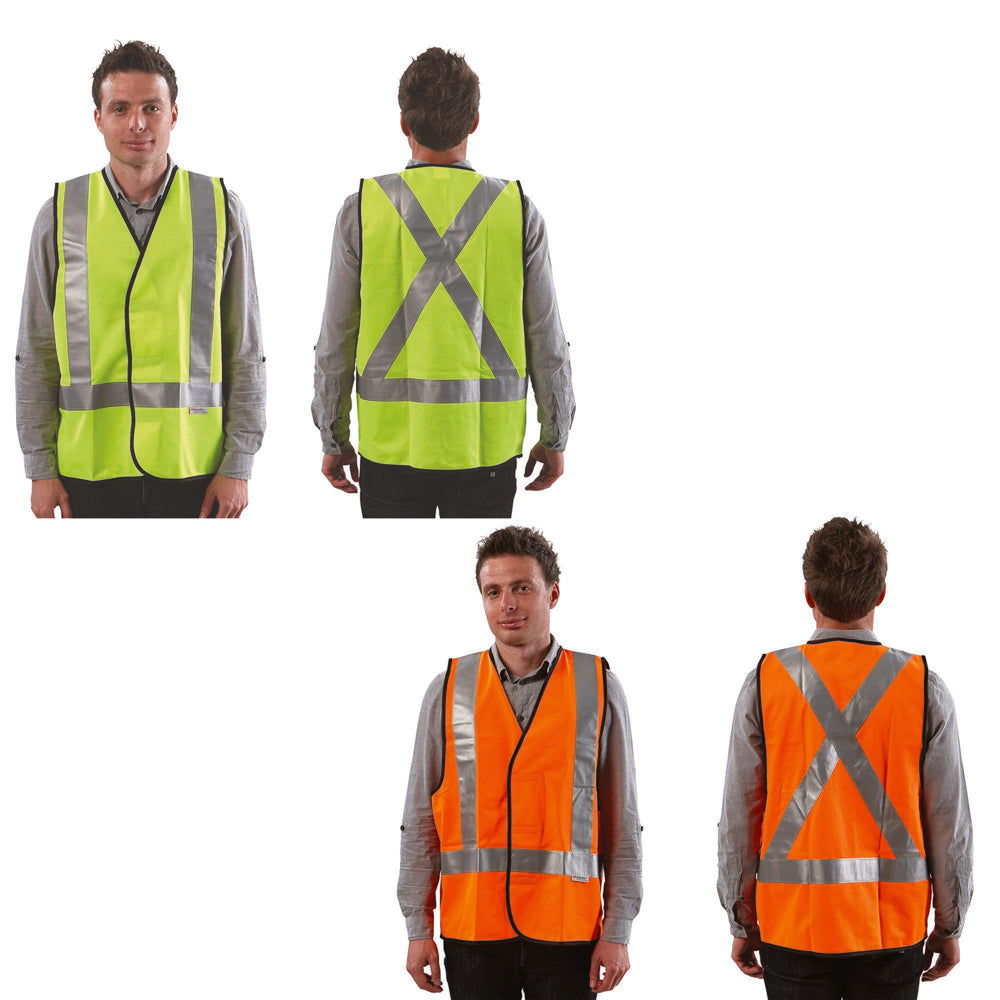 Fluro Safety X Back Taped Vest: Day/Night Use — Hi-Vis Workwear | GRS Safety Perth