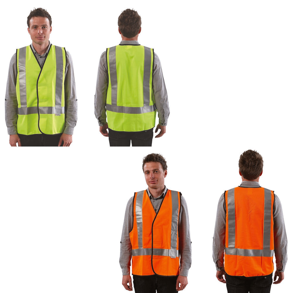 Fluro Safety H Back Taped Vest: Day/Night Use — Hi-Vis Workwear | GRS Safety Perth