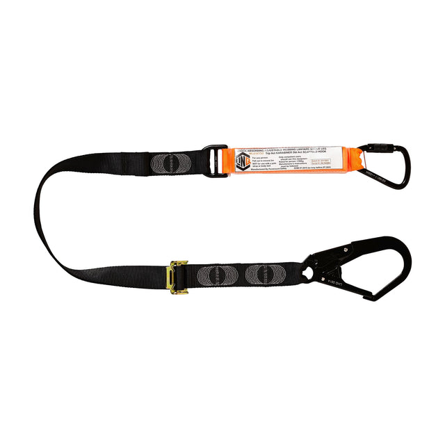 Elite Single Leg Shock Absorbing 2M Adjustable Lanyard With Hardware KT & SD — Height Safety | GRS Safety Perth