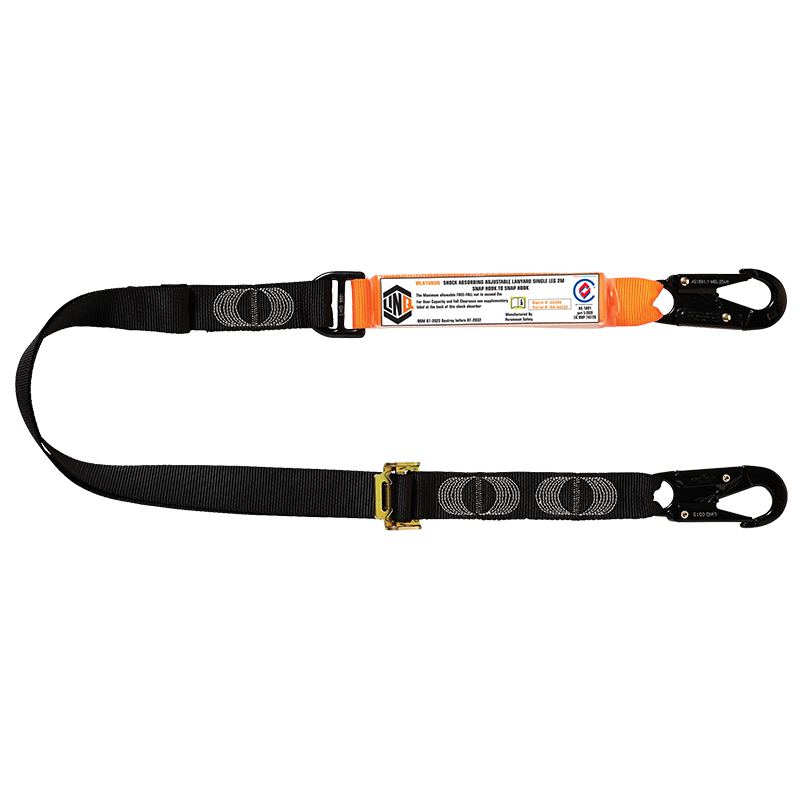 Elite Single Leg Shock Absorbing 2M Adjustable Lanyard With Hardware SN X2 — Height Safety | GRS Safety Perth