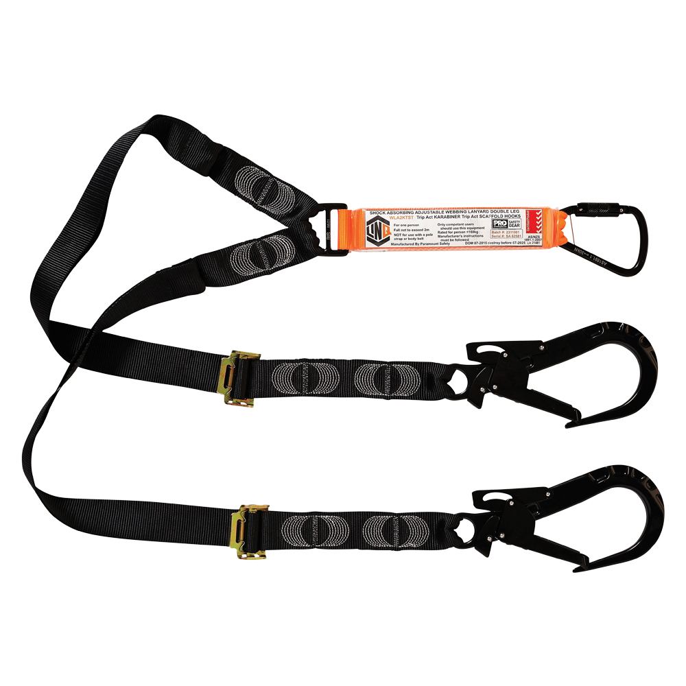 Elite Double Leg Shock Absorbing 2M Adjustable Lanyard with Hardware KT & ST — Height Safety | GRS Safety Perth