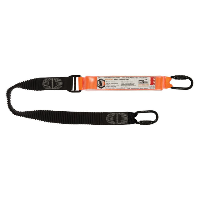 Elite Single Leg Elasticated Lanyard  With Hardware KD X2 — Height Safety | GRS Safety Perth