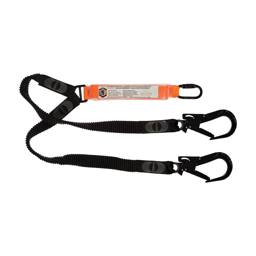 Elite Double Leg Elasticated Lanyard With Hardware KD & ST X2 — Height Safety | GRS Safety Perth