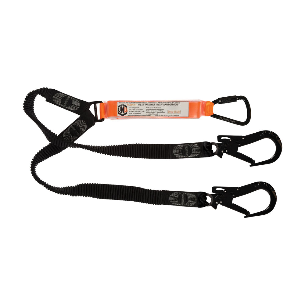 Elite Double Leg Elasticated Lanyard with Hardware KT & ST X2 — Height Safety | GRS Safety Perth