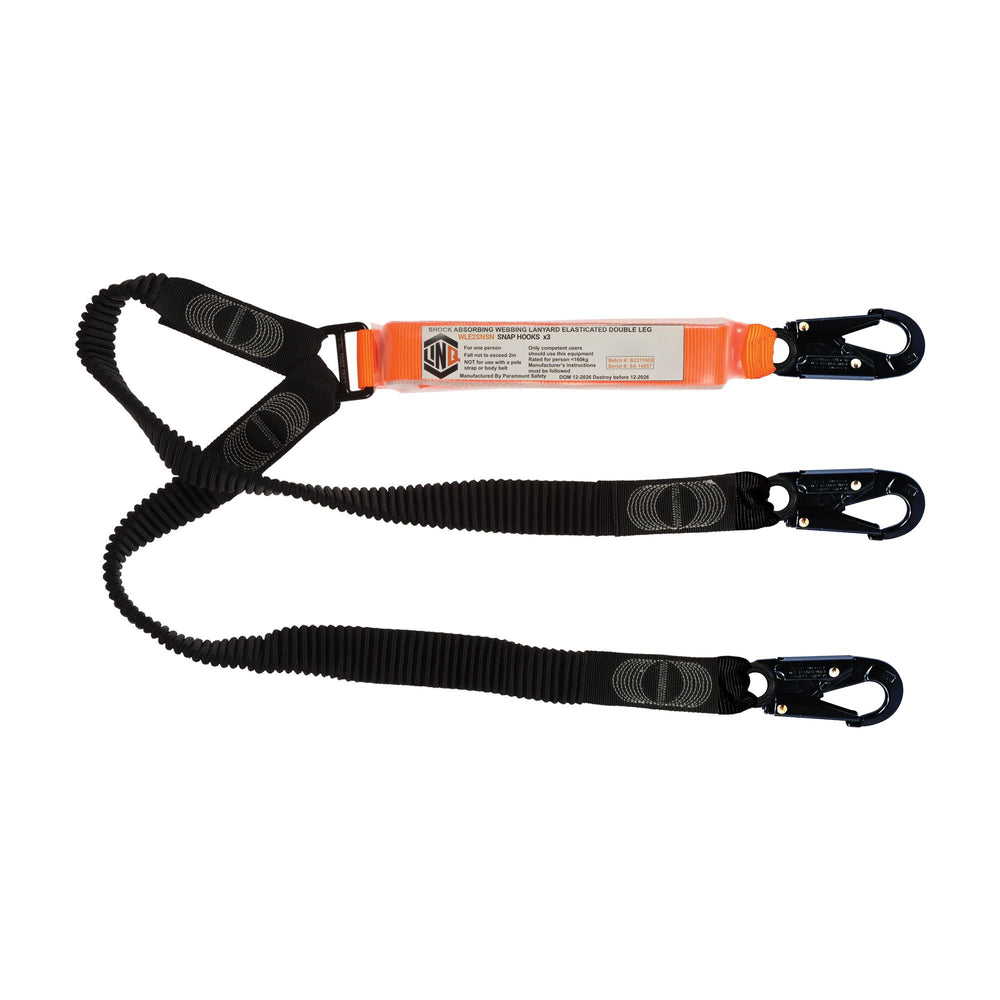Elite Double Leg Elasticated Lanyard With Hardware SN X3 — Height Safety | GRS Safety Perth