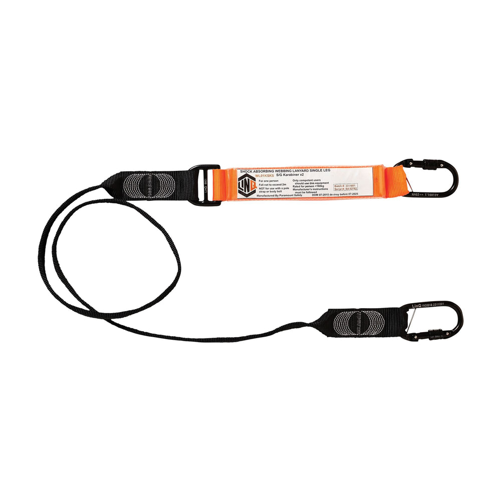 Elite Single Leg Shock Absorbing Webbing Lanyard With Hardware KS X2 — Height Safety | GRS Safety Perth