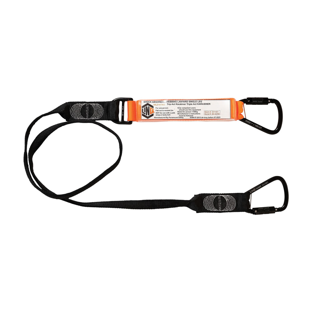Elite Single Leg Shock Absorbing Webbing Lanyard with Hardware KT X2 — Height Safety | GRS Safety Perth