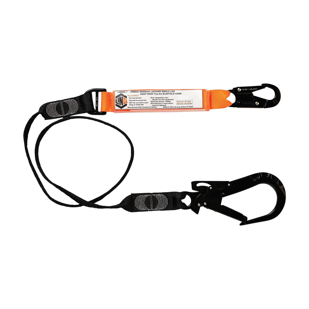 Elite Single Leg Shock Absorbing Webbing Lanyard With Hardware SN & ST — Height Safety | GRS Safety Perth