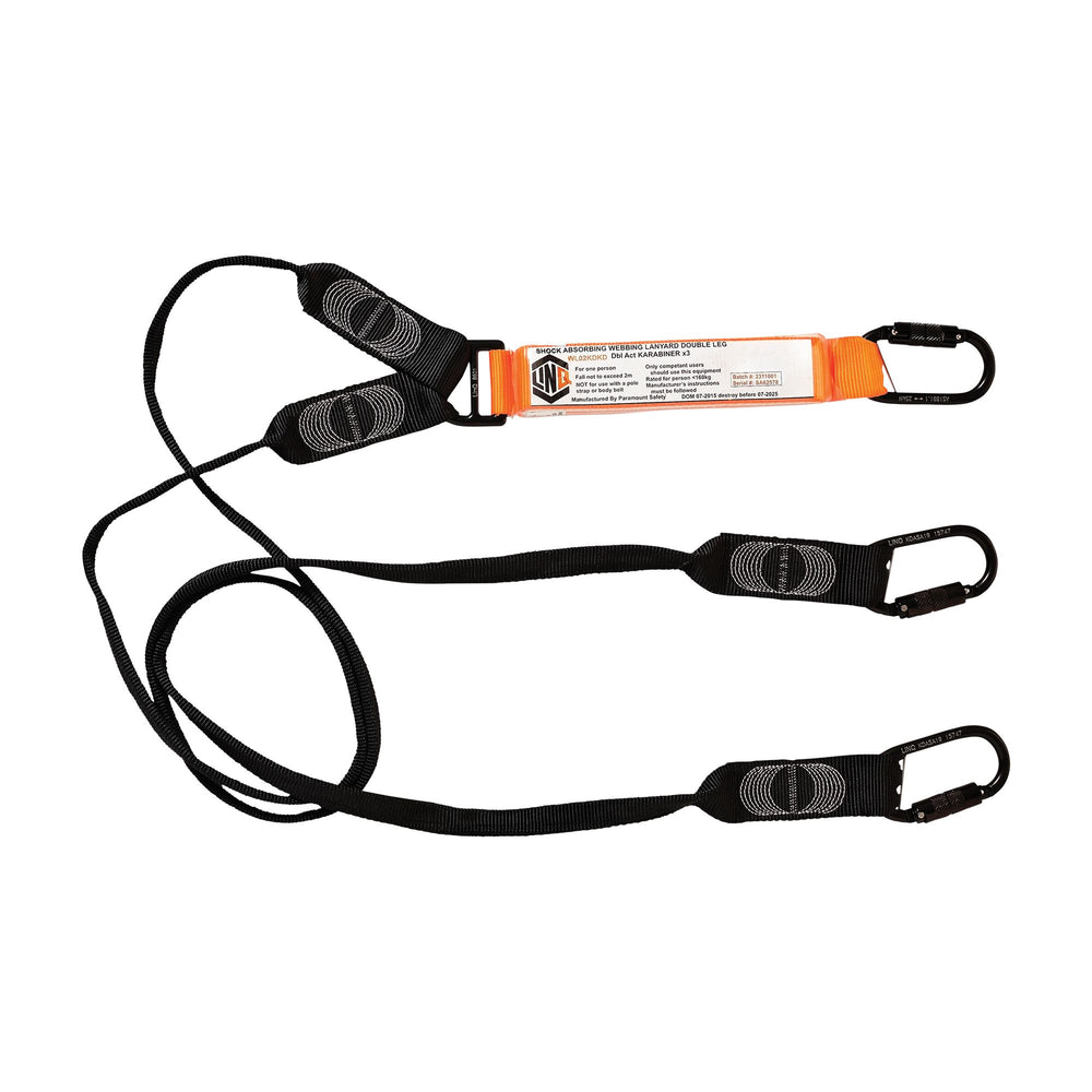 Elite Double Leg Shock Absorbing Webbing Lanyard With Hardware KD X3 — Height Safety | GRS Safety Perth