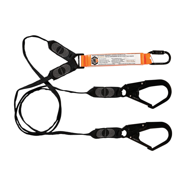 Elite Double Leg Shock Absorbing Webbing Lanyard With Hardware KD & SD — Height Safety | GRS Safety Perth