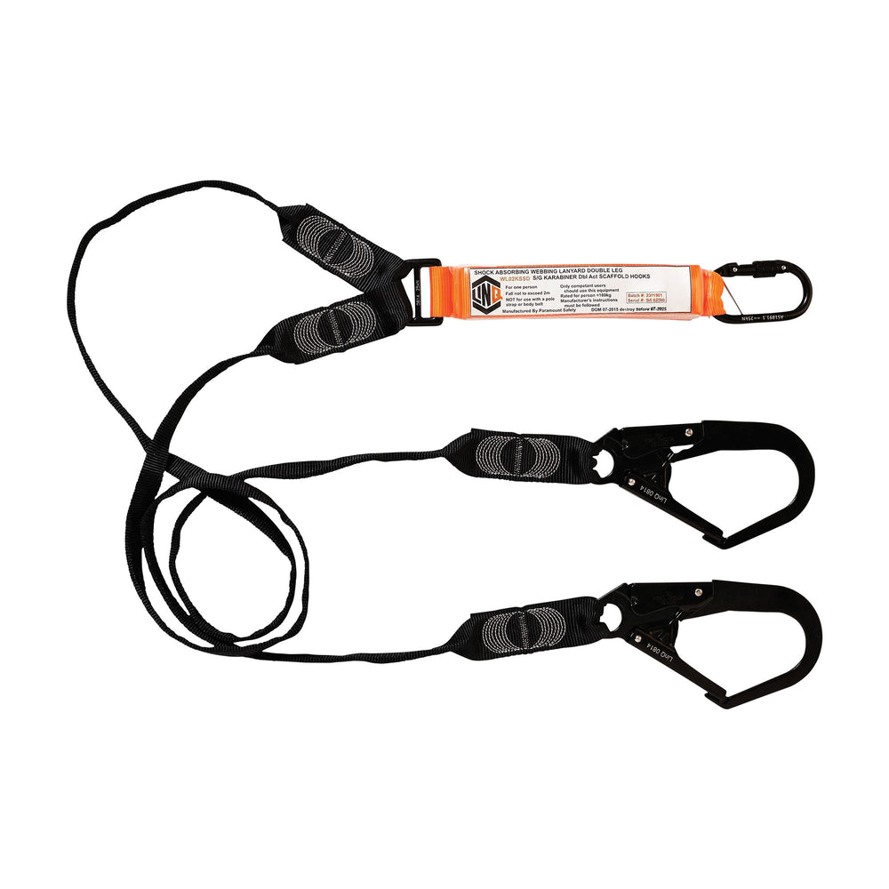 Elite Double Leg Shock Absorbing Webbing Lanyard With Hardware KS & SD X2 — Height Safety | GRS Safety Perth