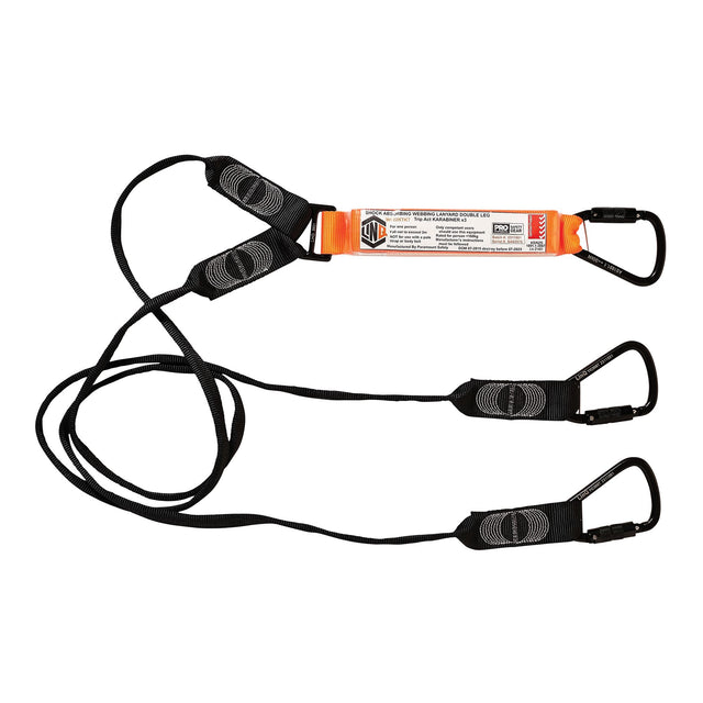 Elite Double Leg Shock Absorbing Webbing Lanyard With 3 x KT — Height Safety | GRS Safety Perth