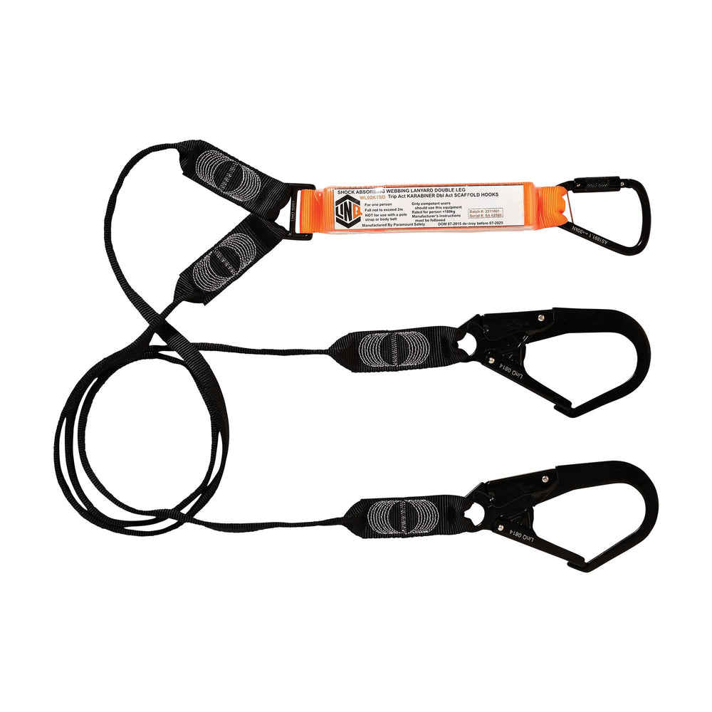 Elite Double Leg Shock Absorbing Webbing Lanyard With Hardware KT & SD X3 — Height Safety | GRS Safety Perth