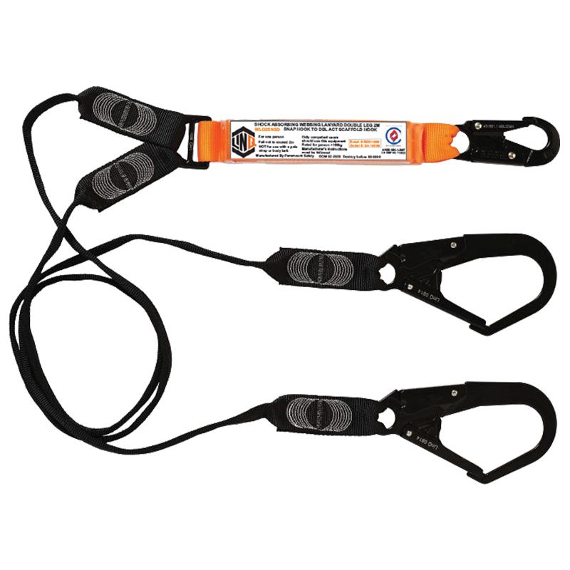 Elite Double Leg Shock Absorbing Webbing Lanyard With Hardware SN & SD X2 — Height Safety | GRS Safety Perth