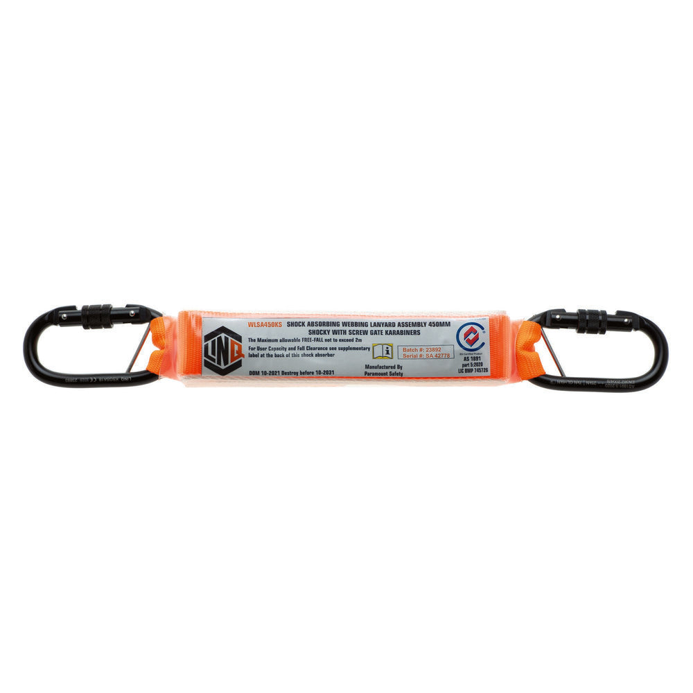 Shock Absorbing 450mm Assembly With Perm Attached Karabiners Screw Gate — Accessories | GRS Safety Perth