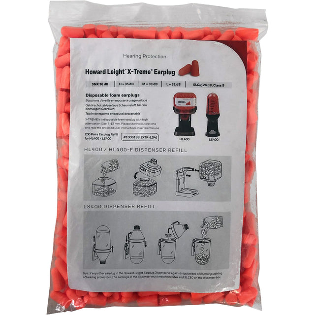X-Treme Uncorded Earplugs Refill Bag (200 Pairs) — Hearing | GRS Safety Perth
